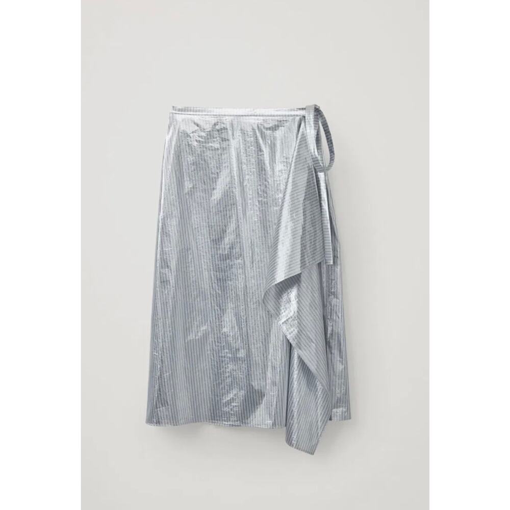 Womens COS Metallic Striped Wrap Skirt Size 12 - Picture 3 of 10